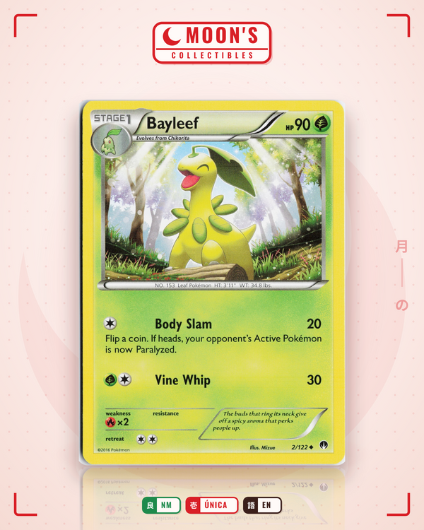 Carta Pokémon Bayleef · BREAKpoint #2/122 (NM) — pieza única en Moon's Collectibles México
