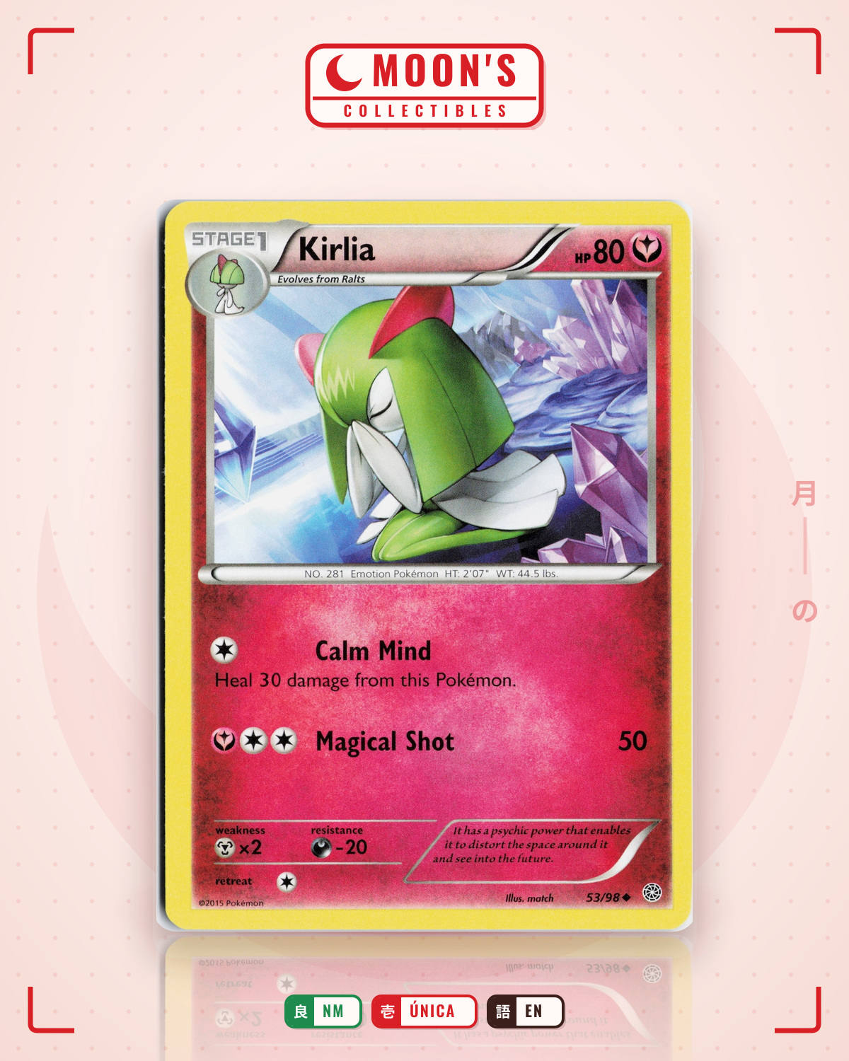 Carta Pokémon Kirlia · Ancient Origins #53/98 (NM) — pieza única en Moon's Collectibles México