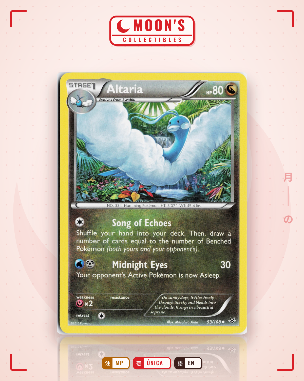 Carta Pokémon Altaria · Roaring Skies #53/108 (MP) — pieza única en Moon's Collectibles México