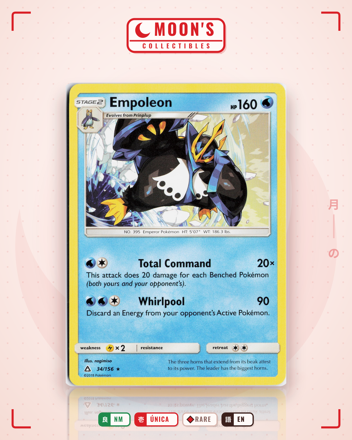 Carta Pokémon Empoleon · Ultra Prism #34/156 (NM) — pieza única en Moon's Collectibles México