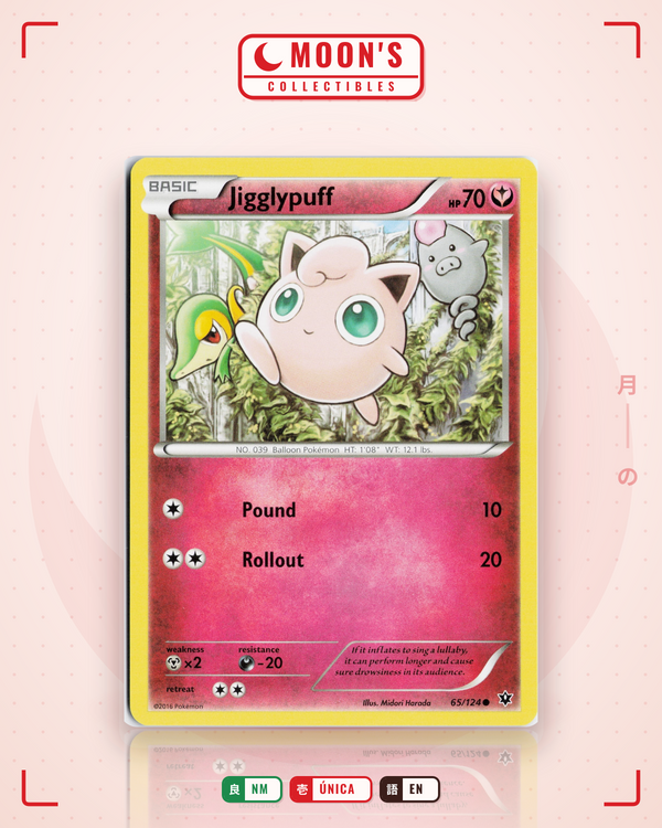 Carta Pokémon Jigglypuff · Fates Collide #65/124 (NM) — pieza única en Moon's Collectibles México