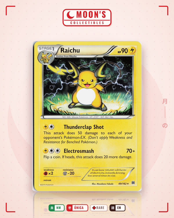 Carta Pokémon Raichu · BREAKthrough #49/162 (NM) — pieza única en Moon's Collectibles México