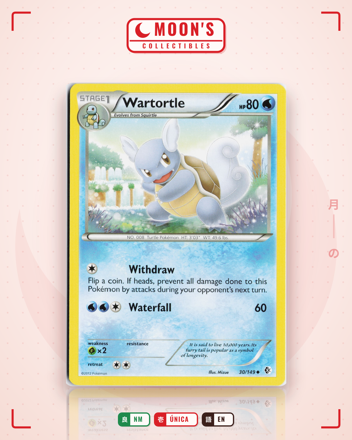 Carta Pokémon Wartortle · Boundaries Crossed #30/149 (NM) — pieza única en Moon's Collectibles México