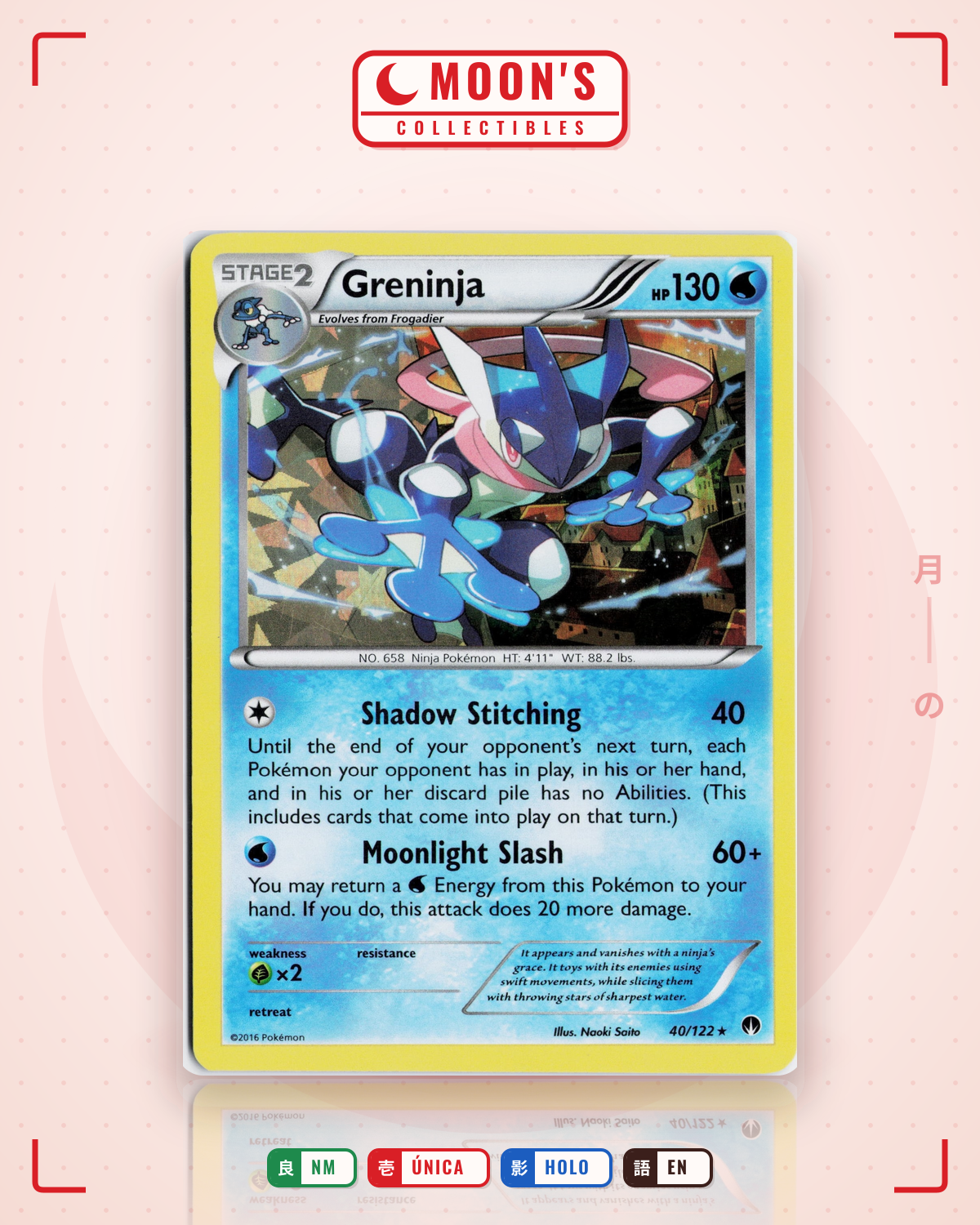 Carta Pokémon Greninja · BREAKpoint #40/122 (NM) — pieza única en Moon's Collectibles México