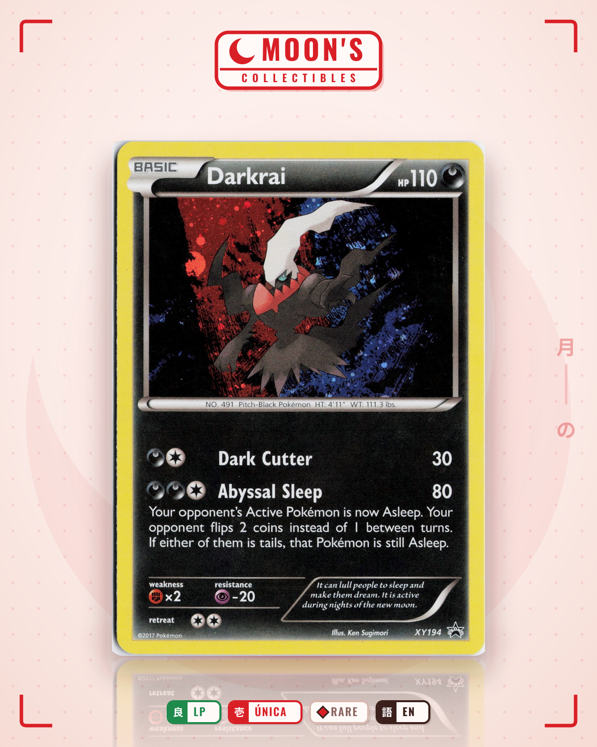 Carta Pokémon Darkrai · XY Black Star Promos #XY194 (LP) — pieza única en Moon's Collectibles México