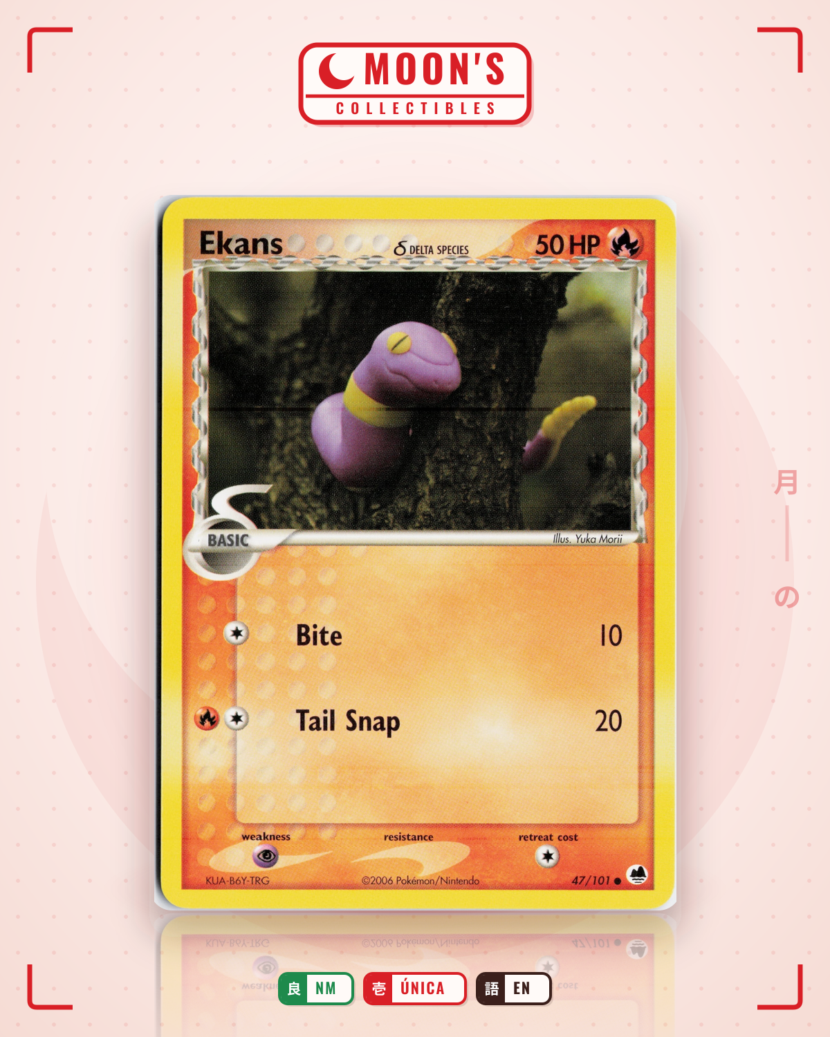 Carta Pokémon Ekans δ · Dragon Frontiers #47/101 (NM) — pieza única en Moon's Collectibles México