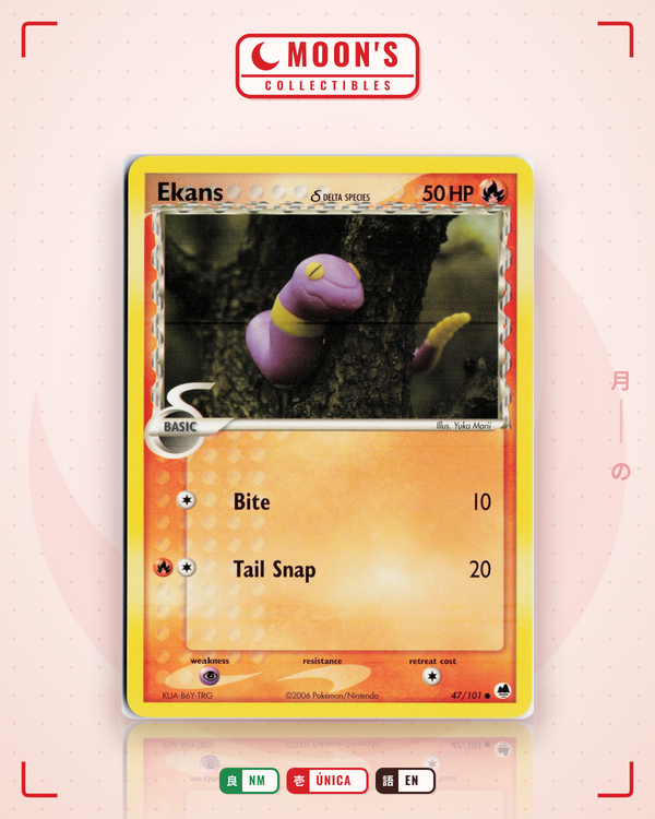 Carta Pokémon Ekans δ · Dragon Frontiers #47/101 (NM) — pieza única en Moon's Collectibles México