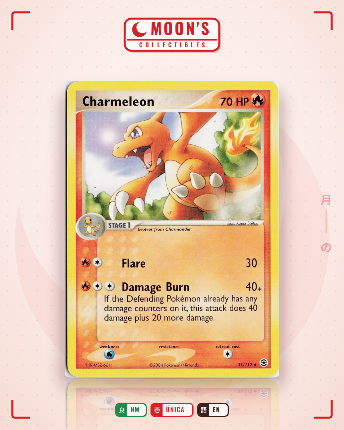 Carta Pokémon Charmeleon · FireRed & LeafGreen #31/112 (NM) — pieza única en Moon's Collectibles México