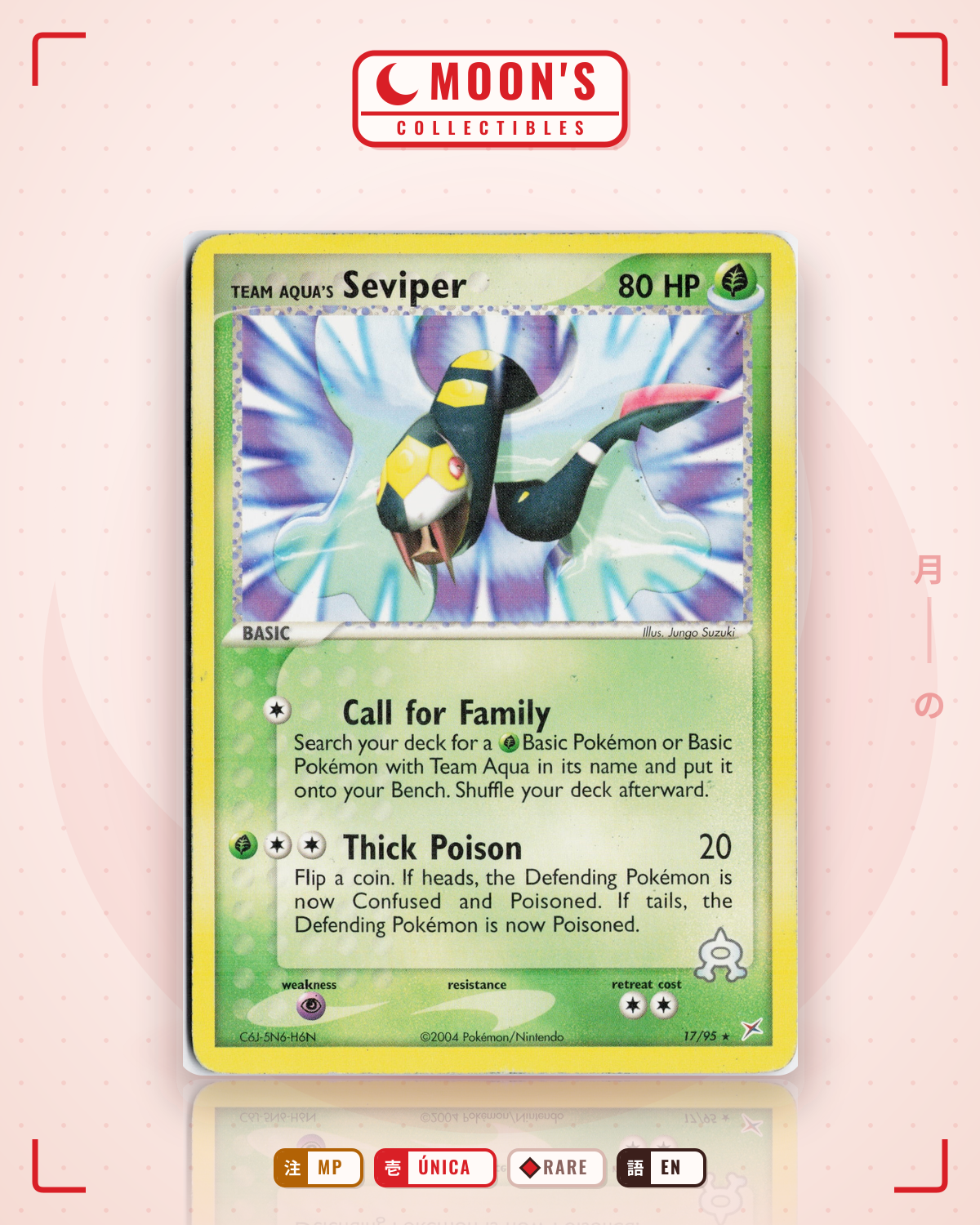 Carta Pokémon Team Aqua's Seviper · Team Magma vs Team Aqua #17/95 (MP) — pieza única en Moon's Collectibles México