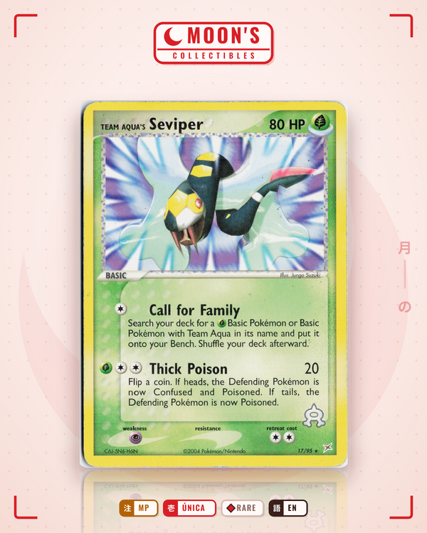 Carta Pokémon Team Aqua's Seviper · Team Magma vs Team Aqua #17/95 (MP) — pieza única en Moon's Collectibles México
