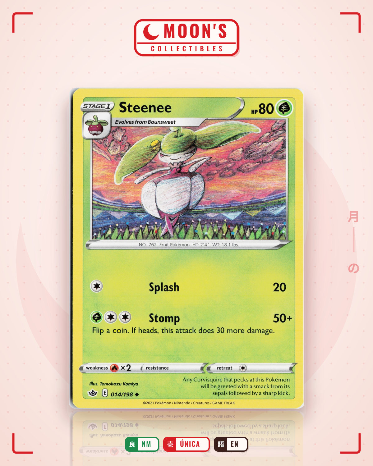 Carta Pokémon Steenee · Chilling Reign #014/198 (NM) — pieza única en Moon's Collectibles México