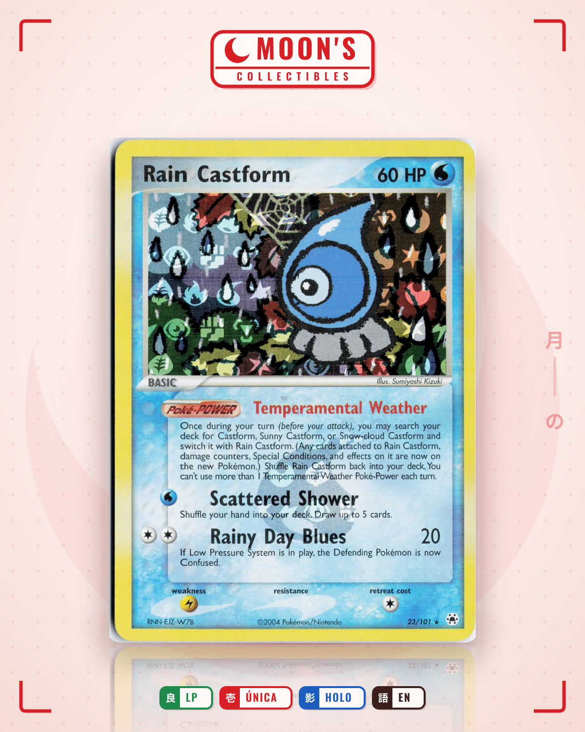 Carta Pokémon Rain Castform · Hidden Legends #23/101 (LP) — pieza única en Moon's Collectibles México