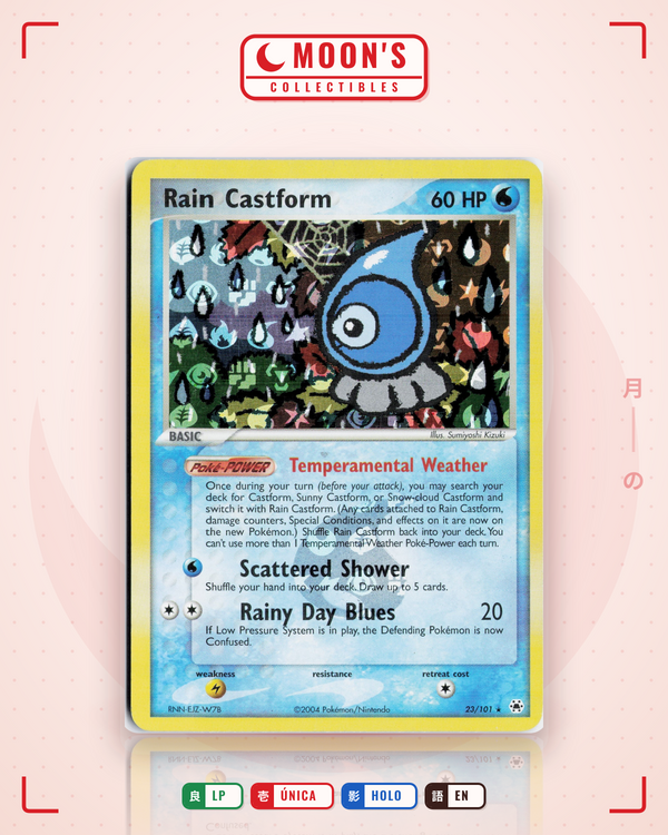 Carta Pokémon Rain Castform · Hidden Legends #23/101 (LP) — pieza única en Moon's Collectibles México