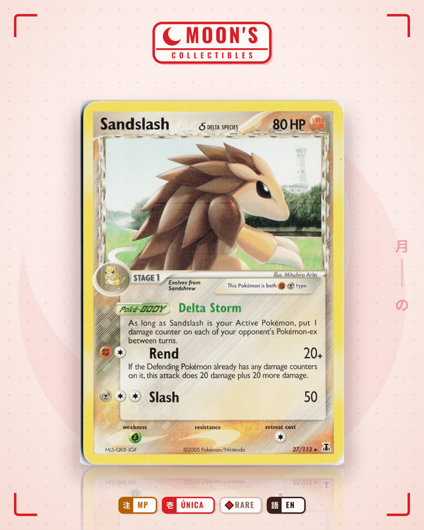 Carta Pokémon Sandslash δ · Delta Species #27/113 (MP) — pieza única en Moon's Collectibles México