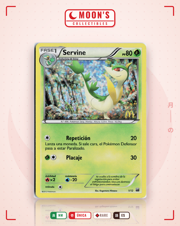 Carta Pokémon Servine · McDonald's Collection 2012 #1/12 (NM) — pieza única en Moon's Collectibles México