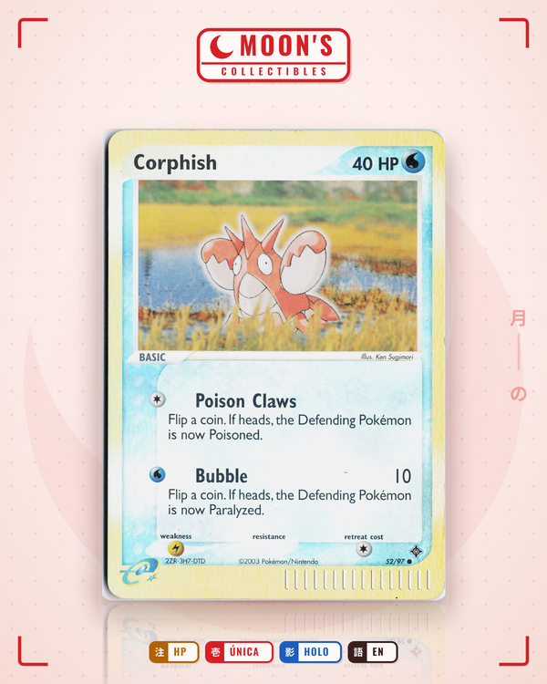 Carta Pokémon Corphish · Dragon #52/97 (HP) — pieza única en Moon's Collectibles México