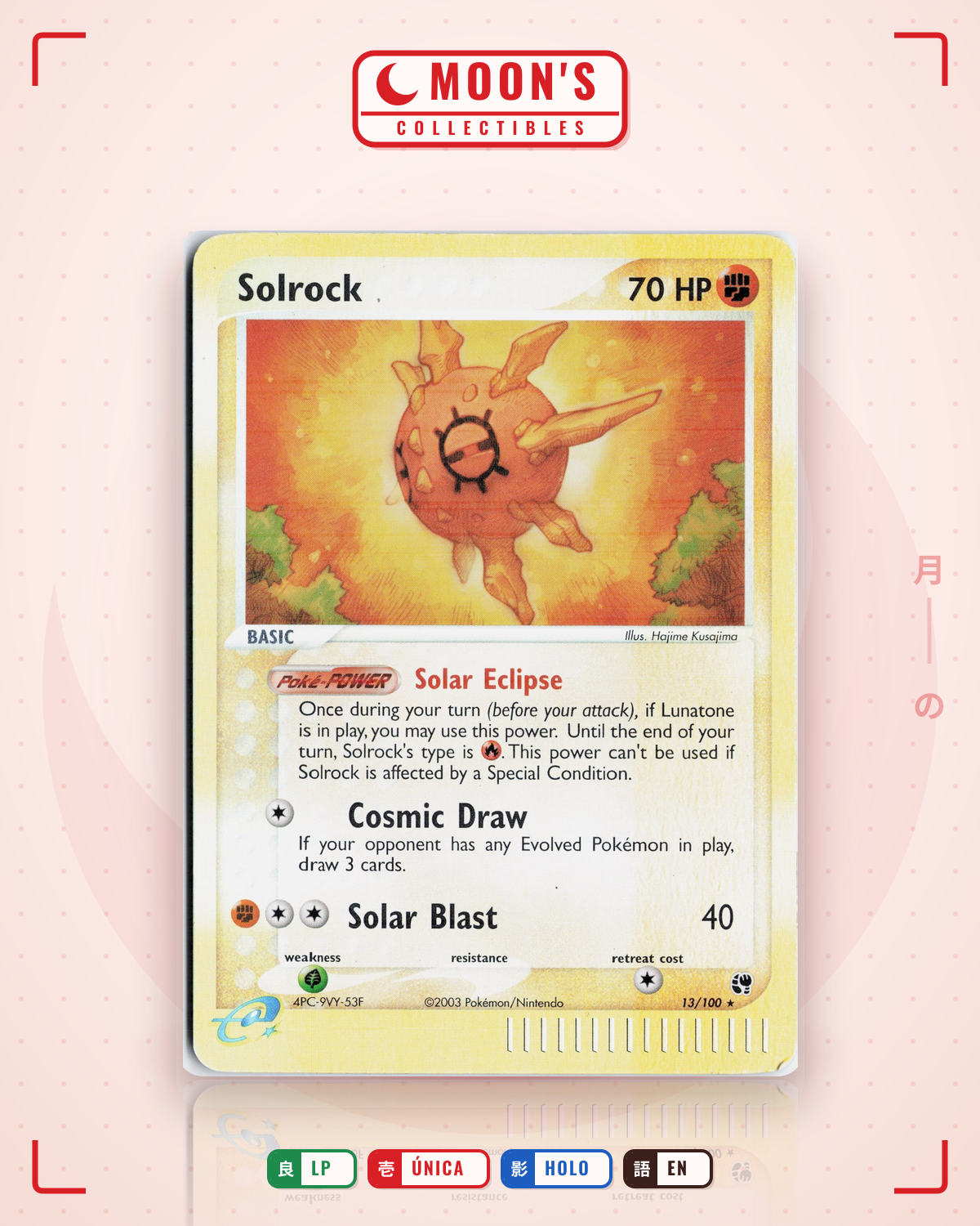 Carta Pokémon Solrock · Sandstorm #13/100 (LP) — pieza única en Moon's Collectibles México