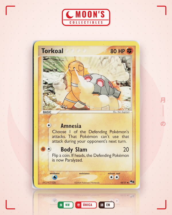 Carta Pokémon Torkoal · POP Series 1 #10/17 (NM) — pieza única en Moon's Collectibles México