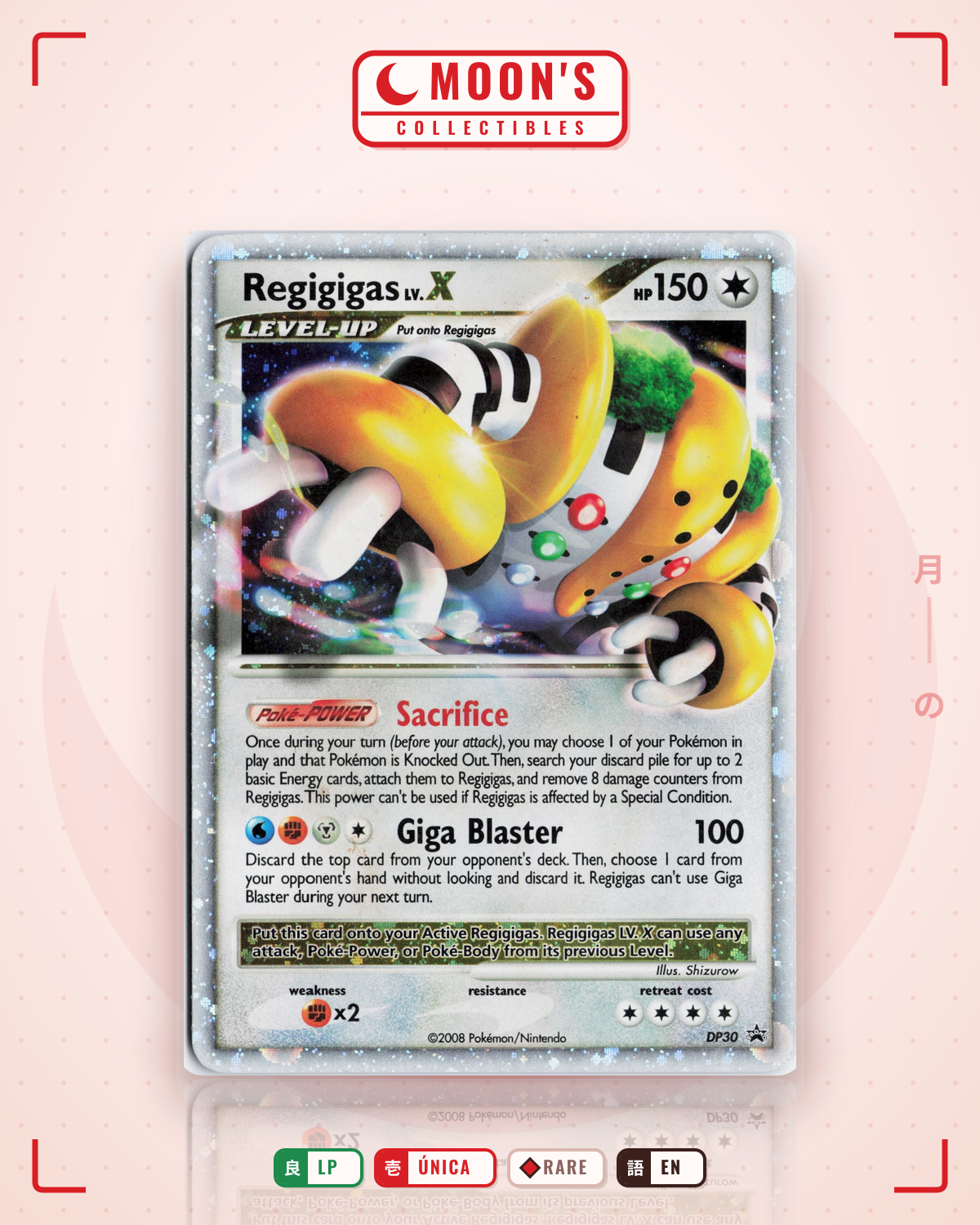 Carta Pokémon Regigigas LV.X · DP Black Star Promos #DP30 (LP) — pieza única en Moon's Collectibles México