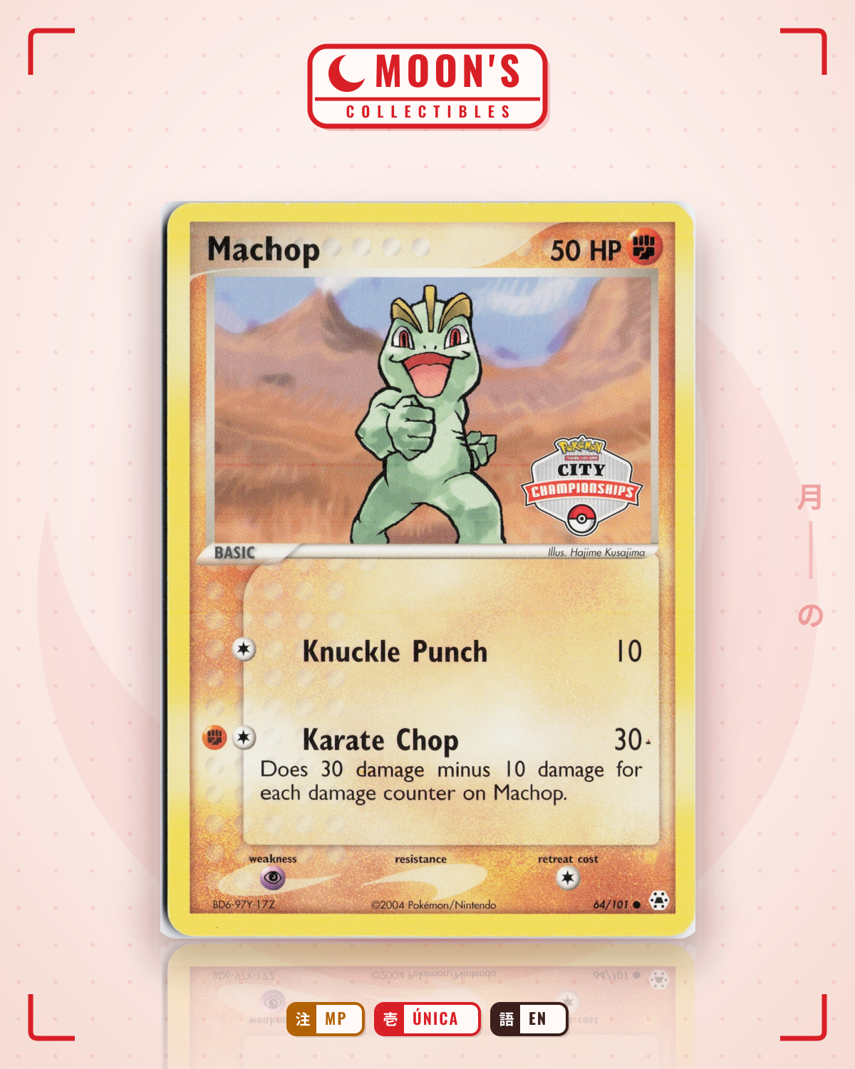 Carta Pokémon Machop · Hidden Legends #64/101 (MP) — pieza única en Moon's Collectibles México
