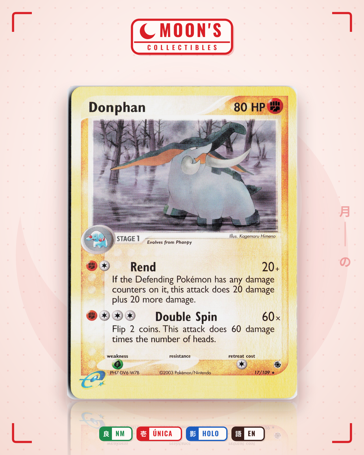 Carta Pokémon Donphan · Ruby & Sapphire #17/109 (NM) — pieza única en Moon's Collectibles México