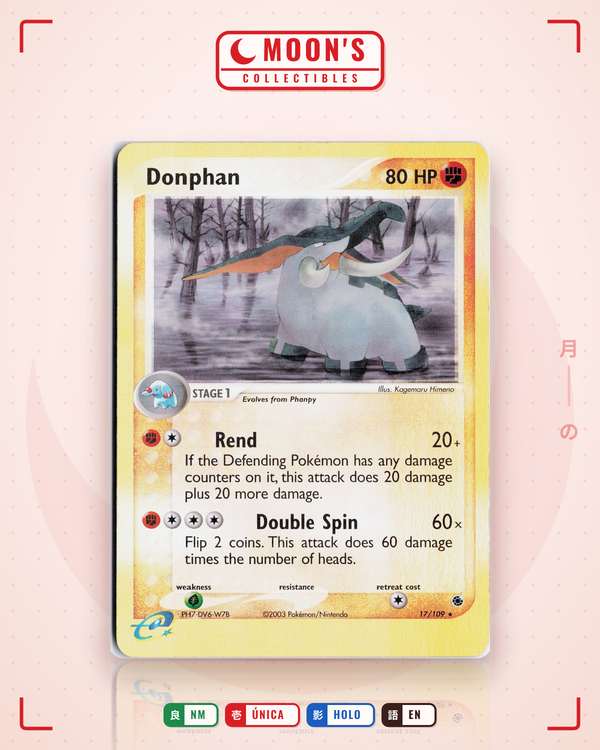 Carta Pokémon Donphan · Ruby & Sapphire #17/109 (NM) — pieza única en Moon's Collectibles México