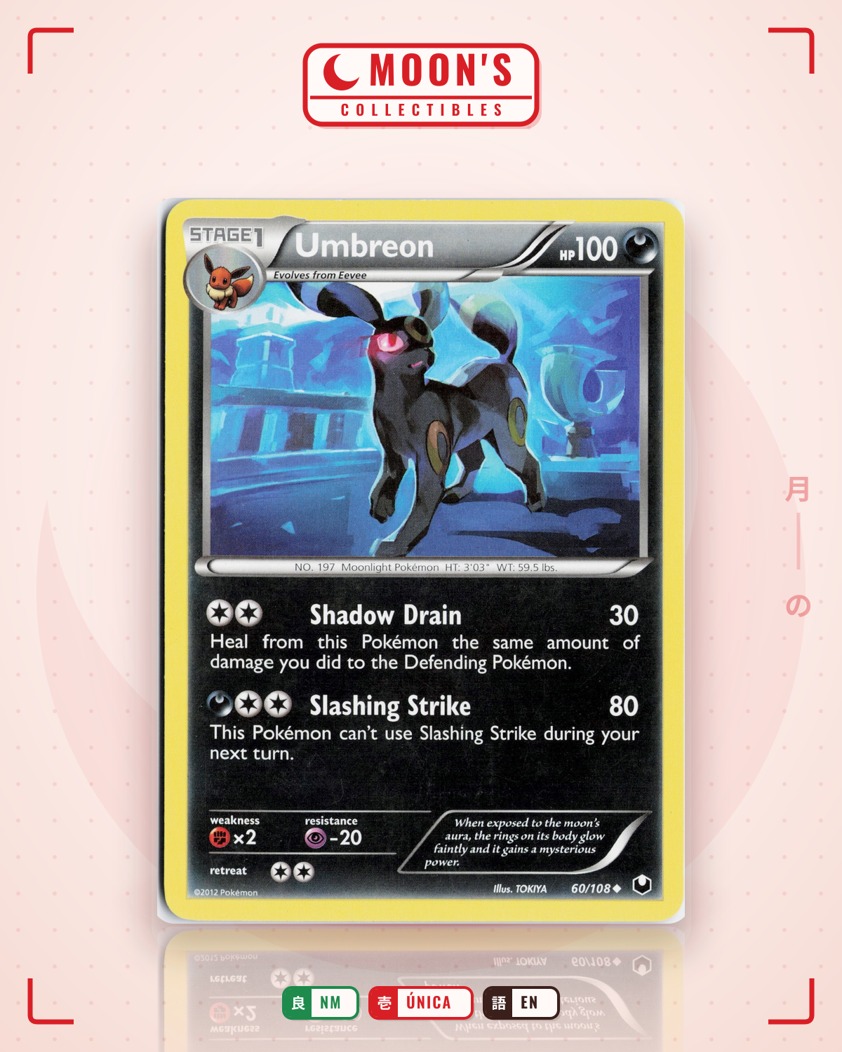 Carta Pokémon Umbreon · Dark Explorers #60/108 (NM) — pieza única en Moon's Collectibles México