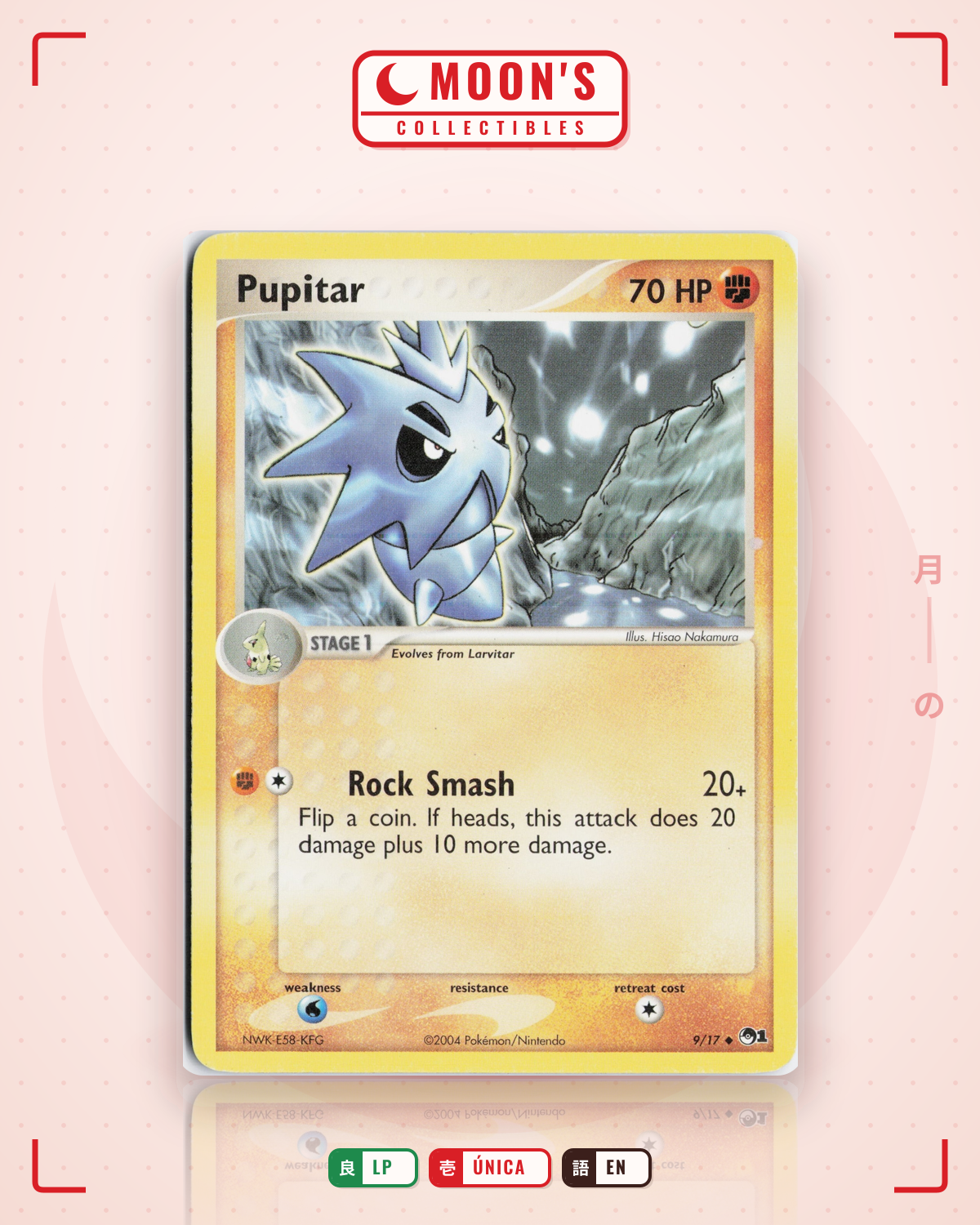 Carta Pokémon Pupitar · POP Series 1 #9/17 (LP) — pieza única en Moon's Collectibles México