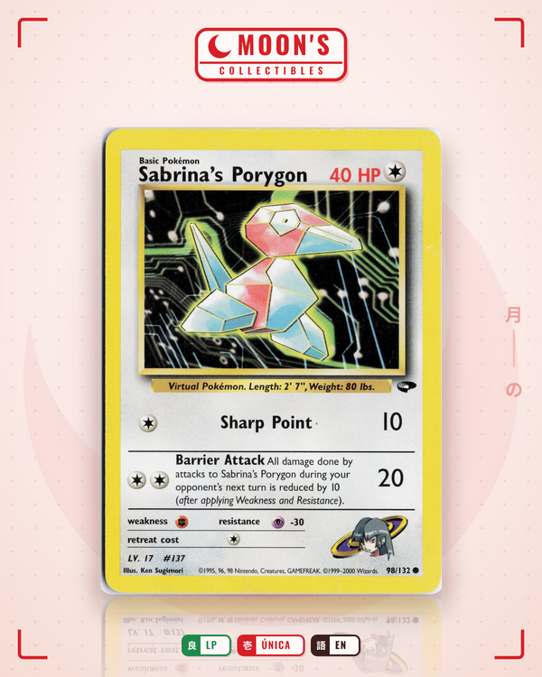 Carta Pokémon Sabrina's Porygon · Gym Challenge #98/132 (LP) — pieza única en Moon's Collectibles México