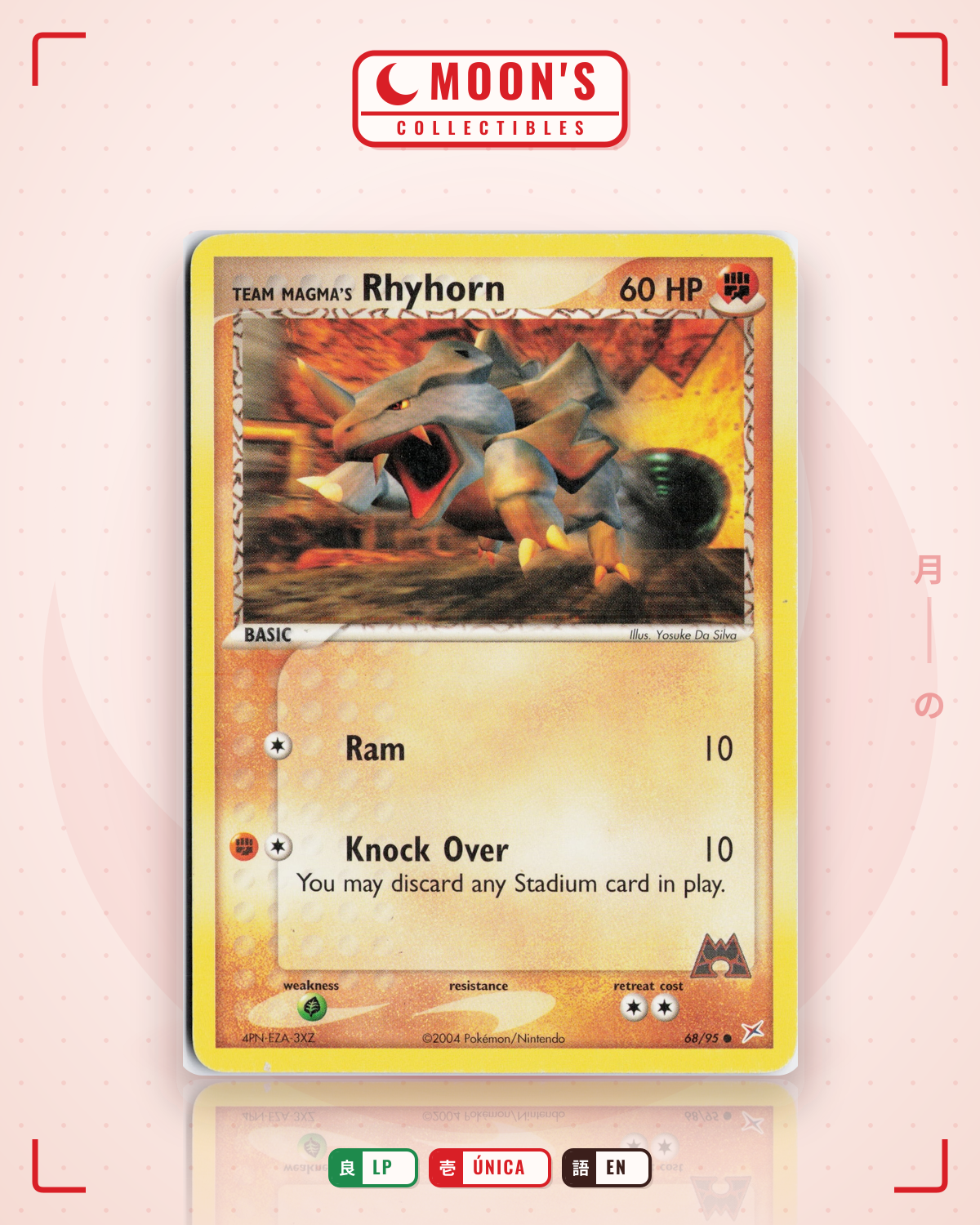 Carta Pokémon Team Magma's Rhyhorn · Team Magma vs Team Aqua #68/95 (LP) — pieza única en Moon's Collectibles México