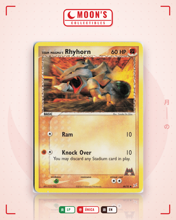 Carta Pokémon Team Magma's Rhyhorn · Team Magma vs Team Aqua #68/95 (LP) — pieza única en Moon's Collectibles México