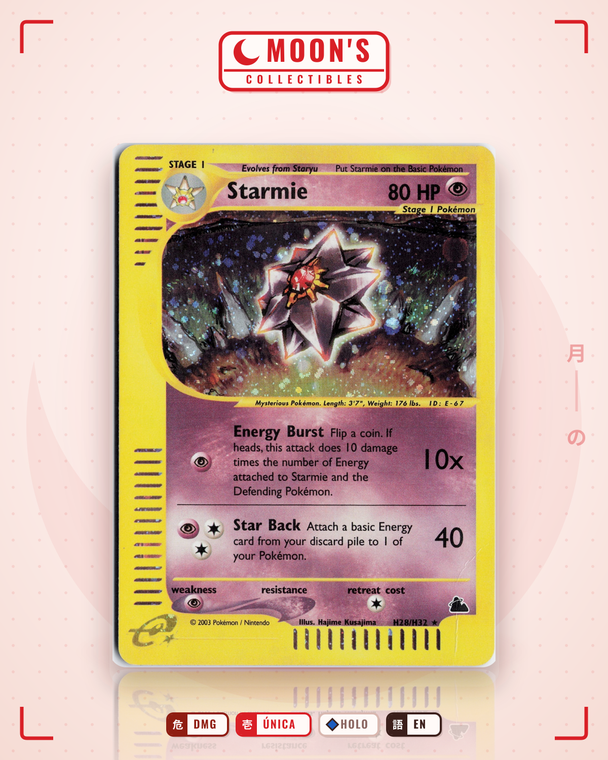 Carta Pokémon Starmie · Skyridge #H28/H32 (DMG) — pieza única en Moon's Collectibles México