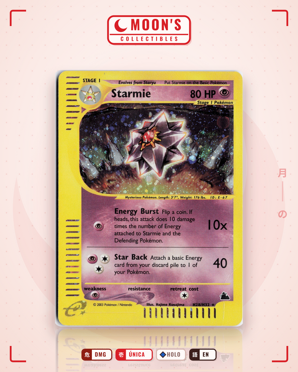 Carta Pokémon Starmie · Skyridge #H28/H32 (DMG) — pieza única en Moon's Collectibles México