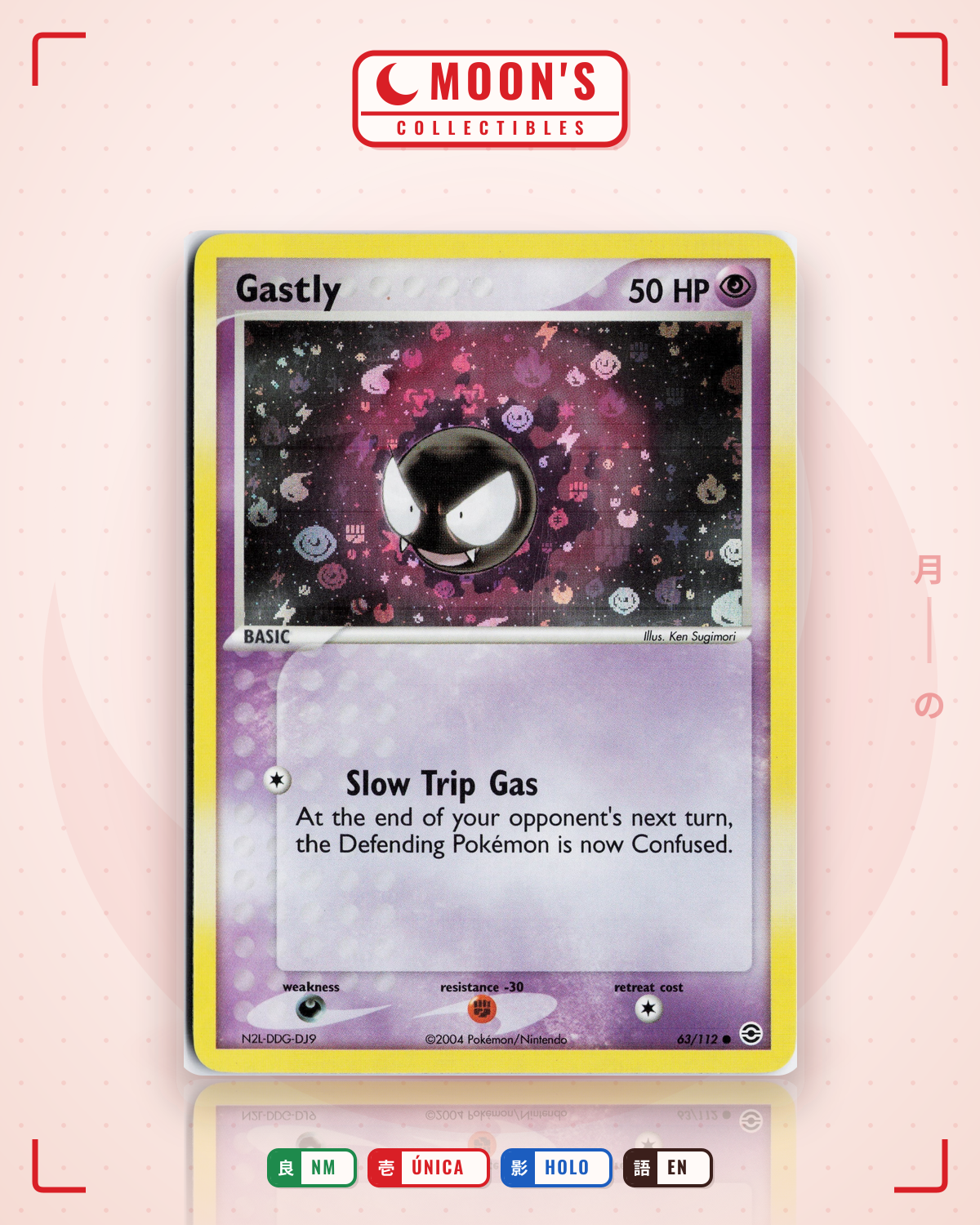 Carta Pokémon Gastly · FireRed & LeafGreen #63/112 (NM) — pieza única en Moon's Collectibles México