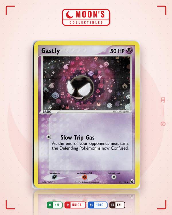 Carta Pokémon Gastly · FireRed & LeafGreen #63/112 (NM) — pieza única en Moon's Collectibles México