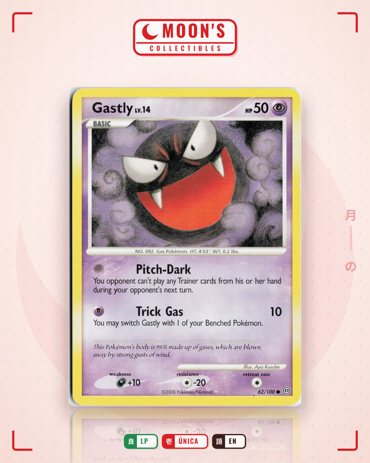 Carta Pokémon Gastly · Stormfront #62/100 (LP) — pieza única en Moon's Collectibles México