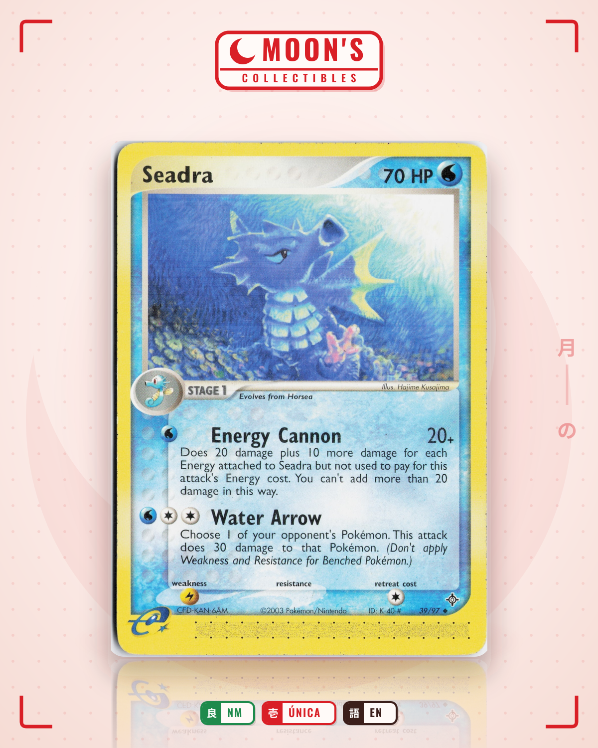 Carta Pokémon Seadra · Dragon #39/97 (NM) — pieza única en Moon's Collectibles México