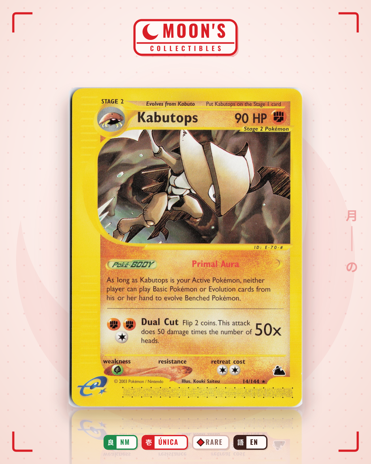 Carta Pokémon Kabutops · Skyridge #14/144 (NM) — pieza única en Moon's Collectibles México