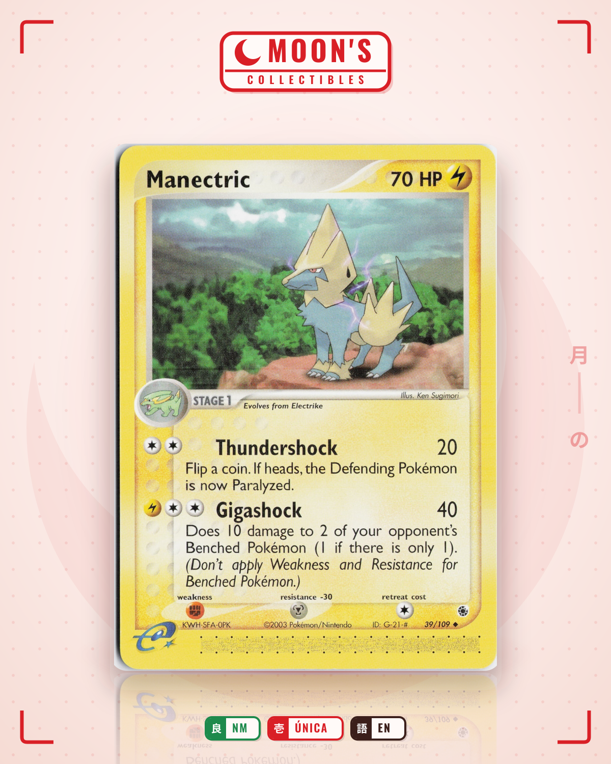 Carta Pokémon Manectric · Ruby & Sapphire #39/109 (NM) — pieza única en Moon's Collectibles México