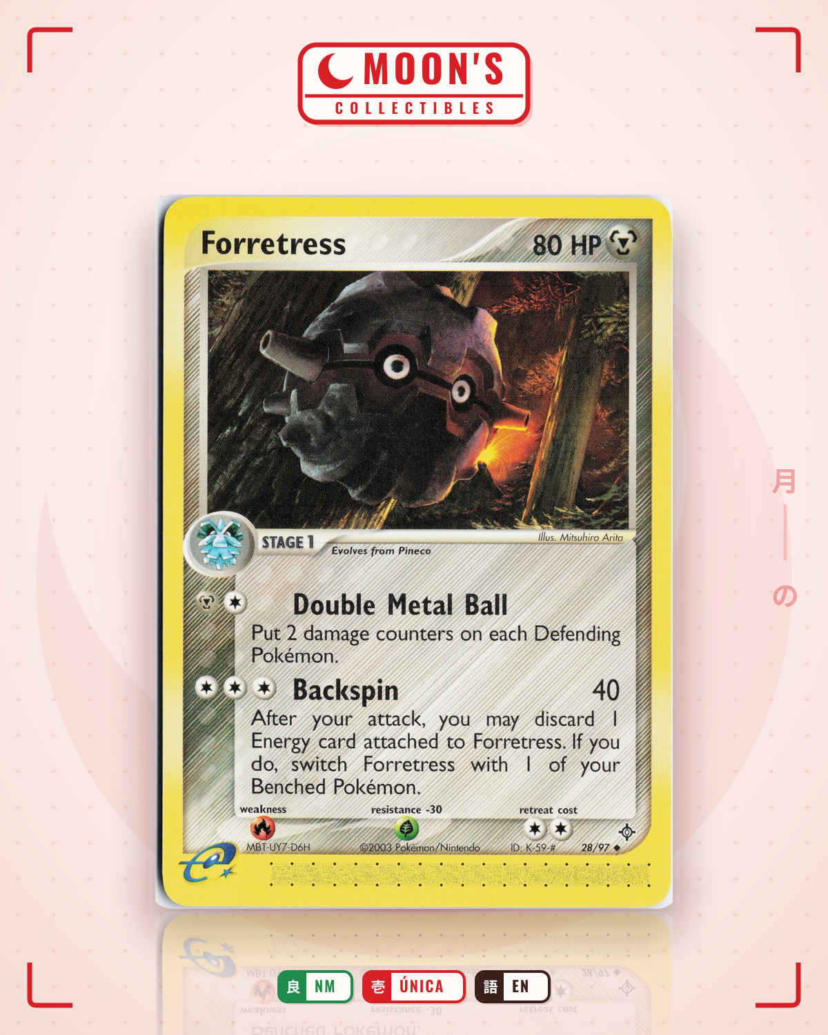Carta Pokémon Forretress · Dragon #28/97 (NM) — pieza única en Moon's Collectibles México
