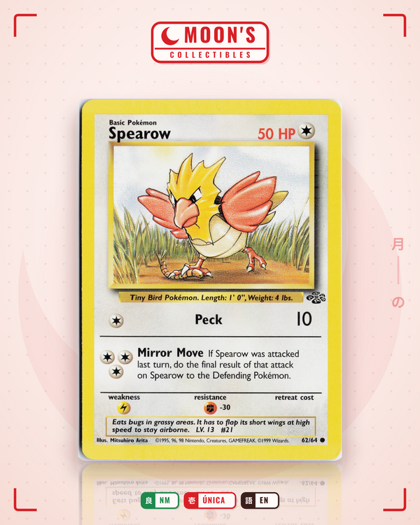 Carta Pokémon Spearow · Jungle #62/64 (NM) — pieza única en Moon's Collectibles México
