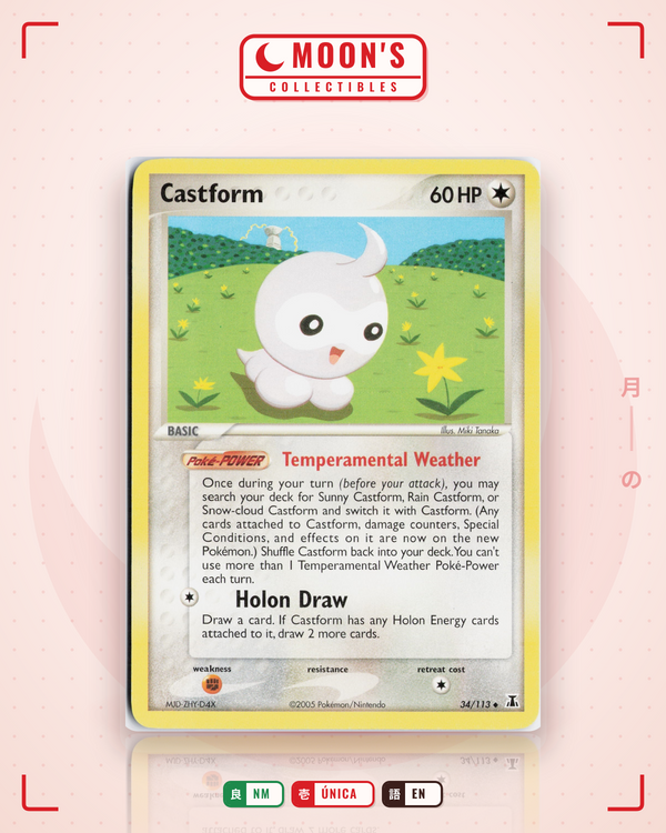 Carta Pokémon Castform · Delta Species #34/113 (NM) — pieza única en Moon's Collectibles México