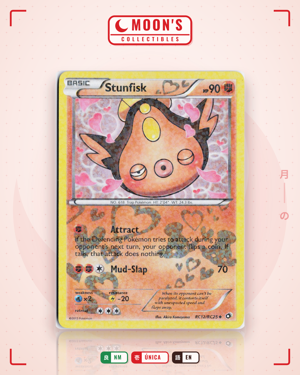 Carta Pokémon Stunfisk · Legendary Treasures #RC12/RC25 (NM) — pieza única en Moon's Collectibles México