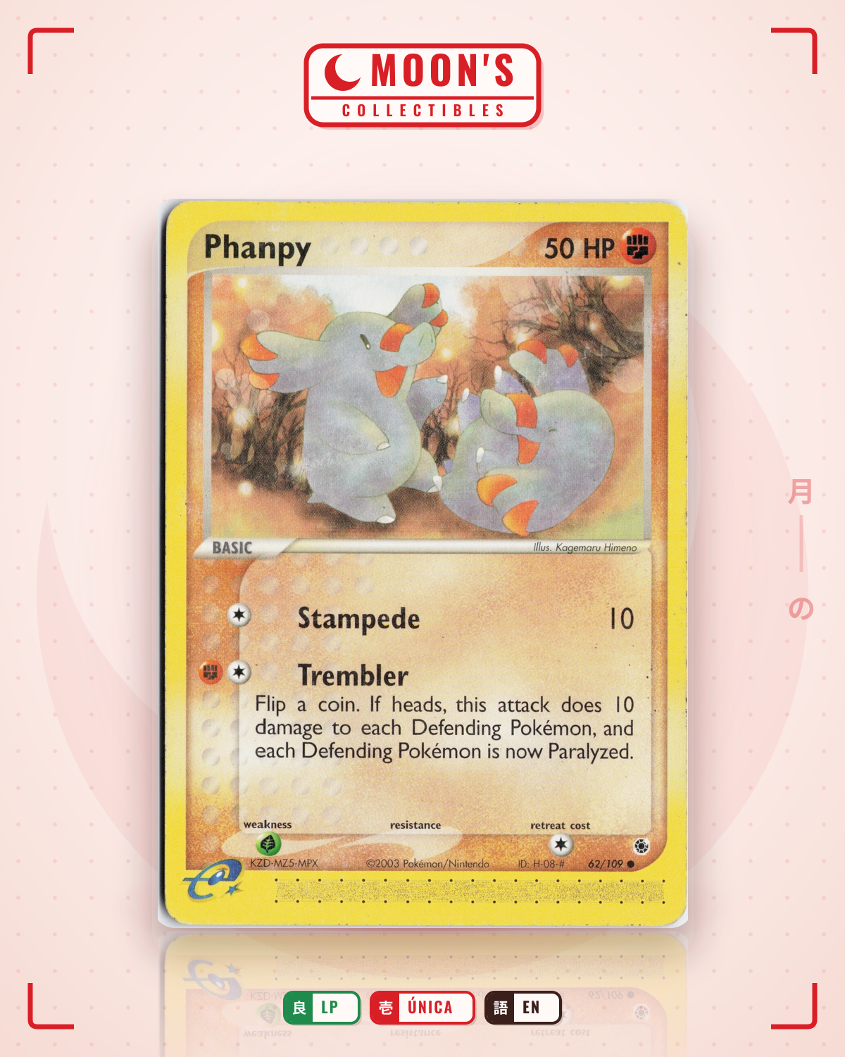 Carta Pokémon Phanpy · Ruby & Sapphire #62/109 (LP) — pieza única en Moon's Collectibles México