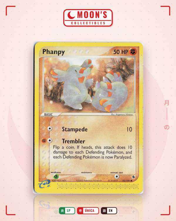 Carta Pokémon Phanpy · Ruby & Sapphire #62/109 (LP) — pieza única en Moon's Collectibles México