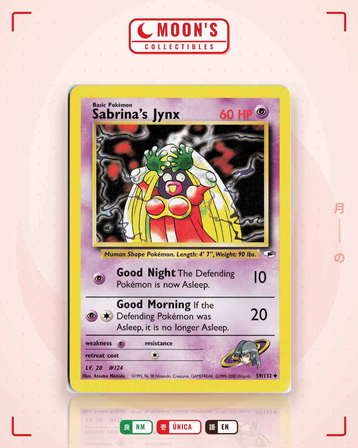 Carta Pokémon Sabrina's Jynx · Gym Heroes #59/132 (NM) — pieza única en Moon's Collectibles México