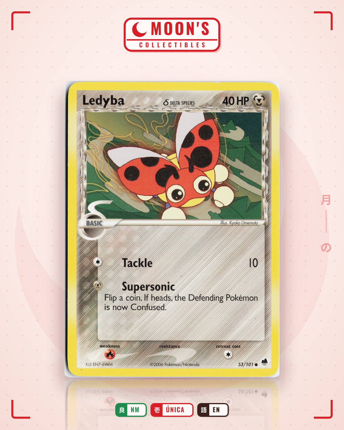 Carta Pokémon Ledyba δ · Dragon Frontiers #53/101 (NM) — pieza única en Moon's Collectibles México