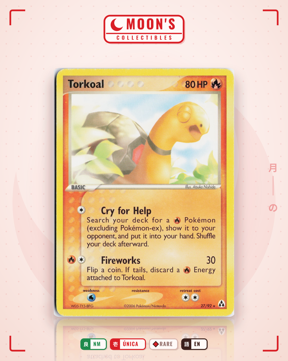 Carta Pokémon Torkoal · Legend Maker #27/92 (NM) — pieza única en Moon's Collectibles México
