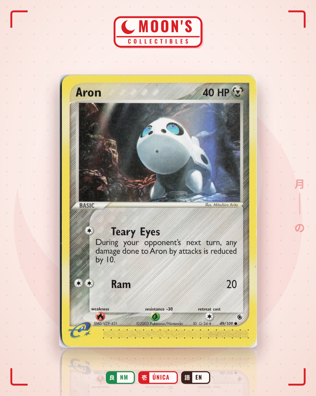 Carta Pokémon Aron · Ruby & Sapphire #49/109 (NM) — pieza única en Moon's Collectibles México