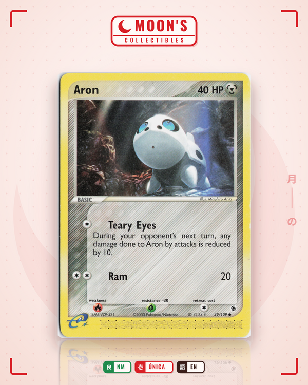 Carta Pokémon Aron · Ruby & Sapphire #49/109 (NM) — pieza única en Moon's Collectibles México